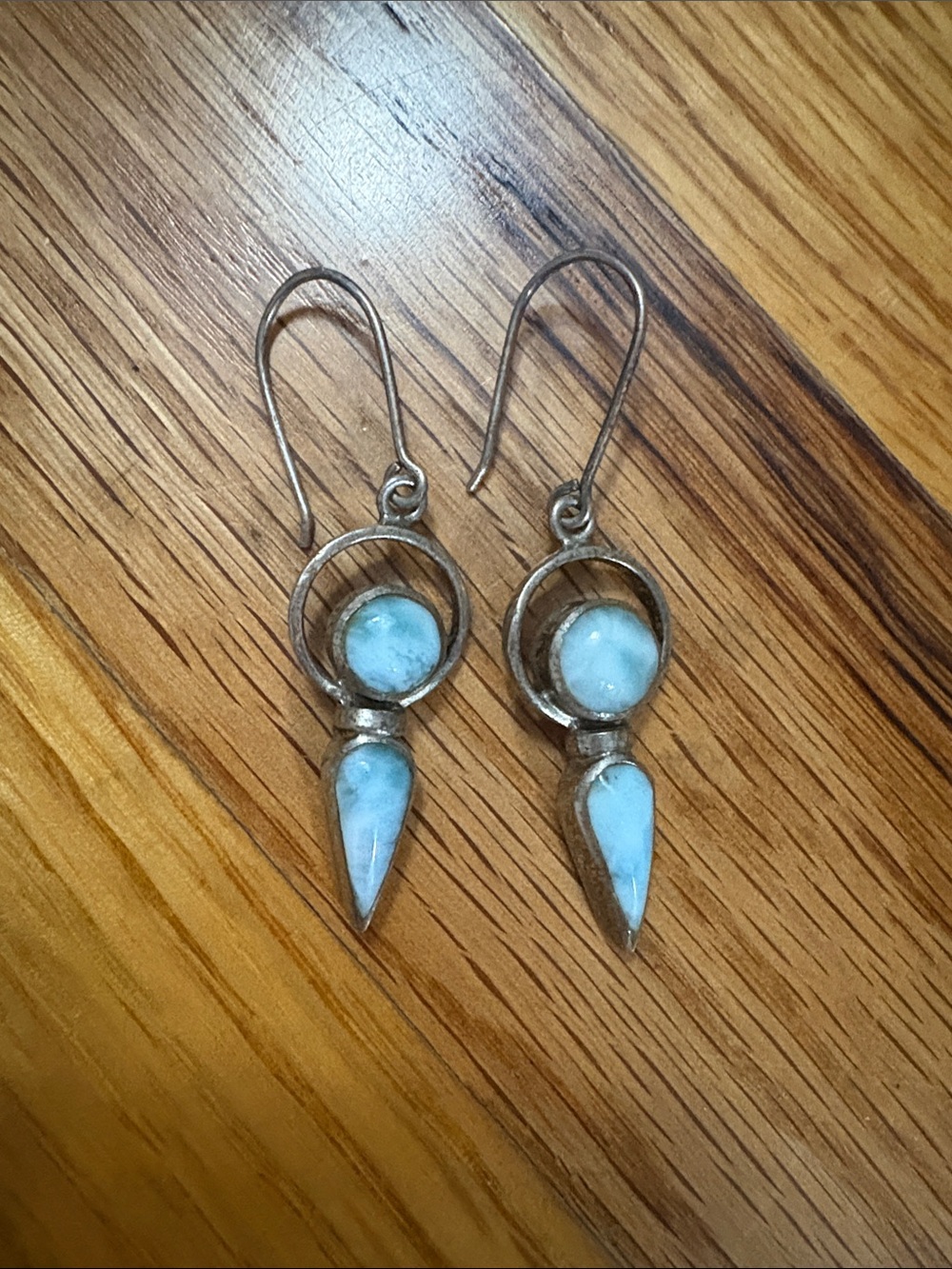 Vintage Sterling Blue Larimar Drop Earrings